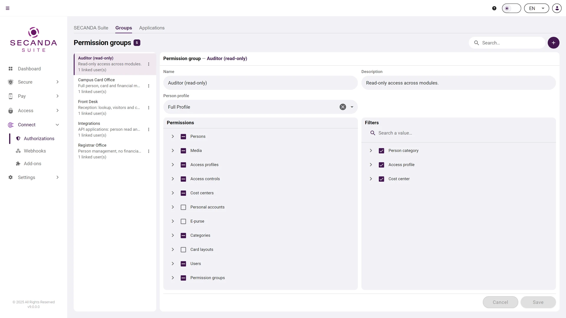 Users and permissions