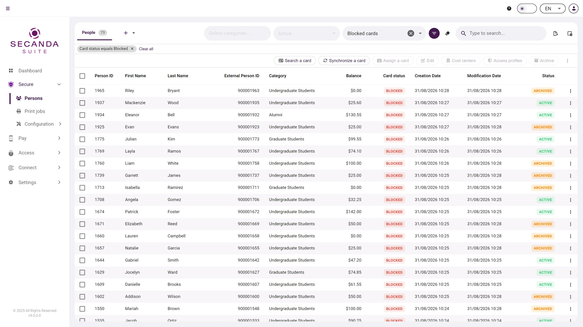 List and search